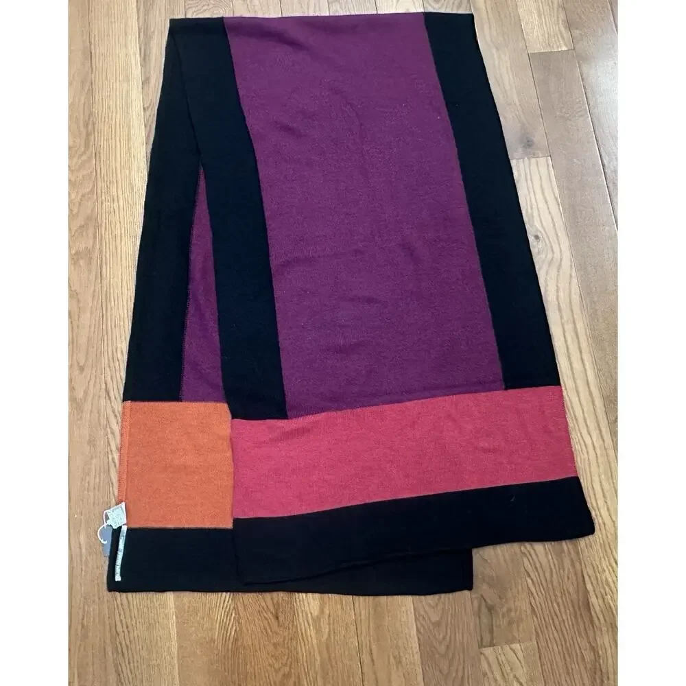 NEW Eileen Fisher Merino Jersey 100% Merino Wool Scarf Color block Soft NWT